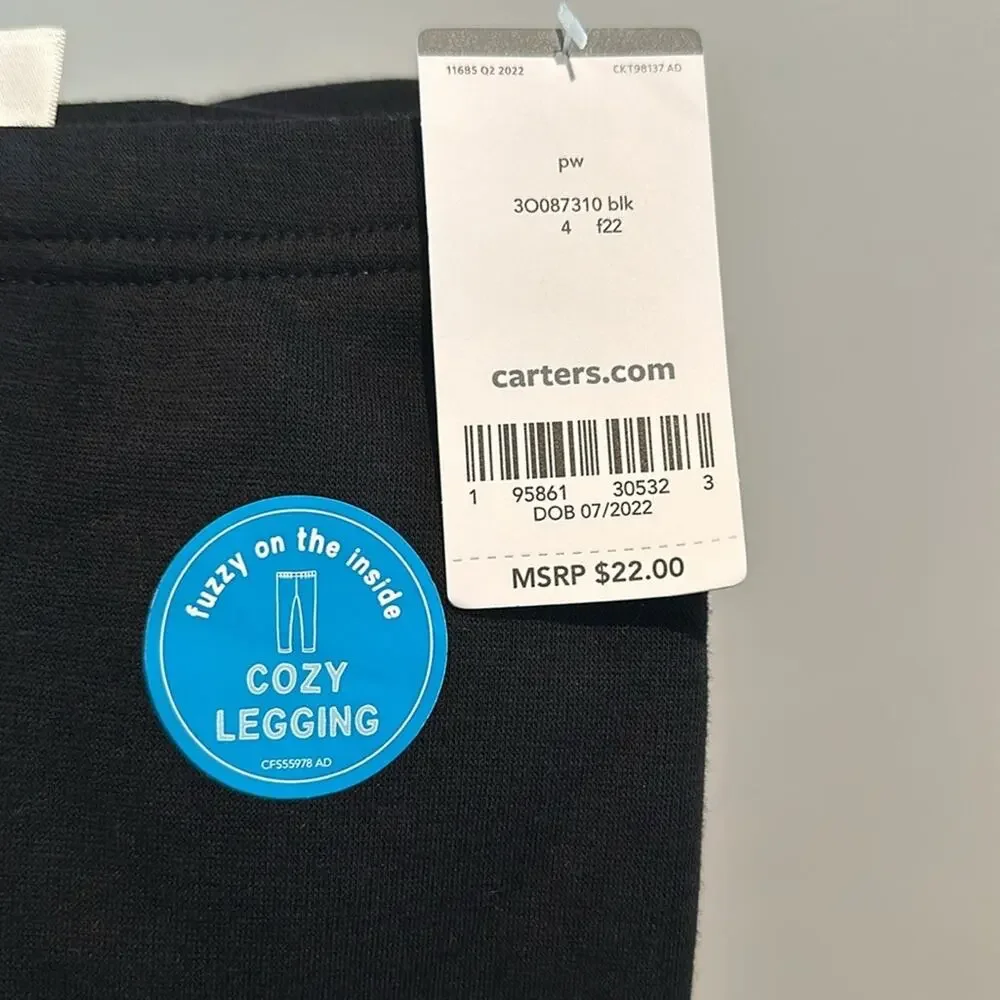 Carter’s Toddler Girl size‎ 4 Black Fleece-Lined Leggings